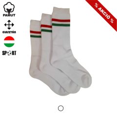   3 (!) pár (45-47 méret) Pamut plüss sport bokazokni 'piros-fehér-zöld'