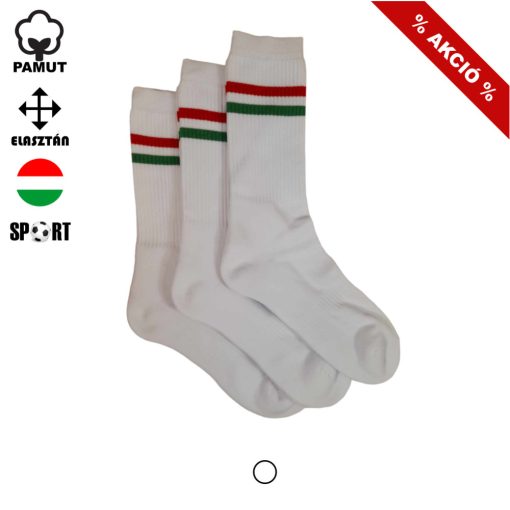 3 (!) pár (45-47 méret) Pamut plüss sport bokazokni 'piros-fehér-zöld'