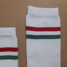 3 (!) pár (45-47 méret) Pamut plüss sport bokazokni 'piros-fehér-zöld'