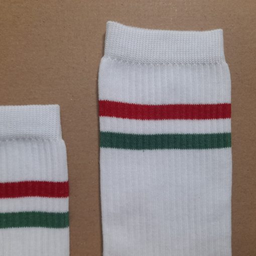 3 (!) pár (45-47 méret) Pamut plüss sport bokazokni 'piros-fehér-zöld'
