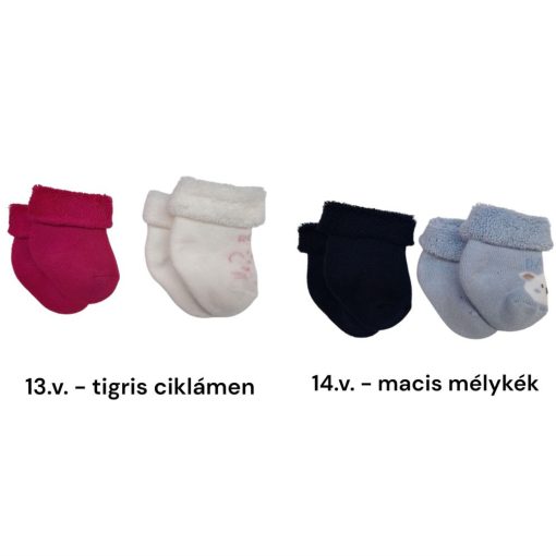 2 (!) pár (13-14 méret-újszülött) PLÜSS pamut újszülött bokazokni  -> UTOLSÓ PÁRAK!!