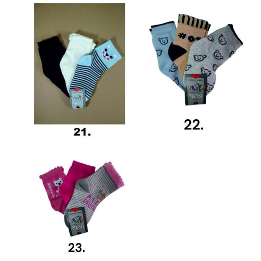 3 (!) pár (20-22 méret) vidám mintás pamut bokazokni -> AMÍG A KÉSZLET TART!!