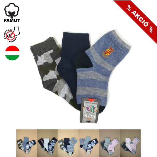3 (!) pár (26-28 méret) vidám mintás pamut bokazokni -> AMÍG A KÉSZLET TART!!