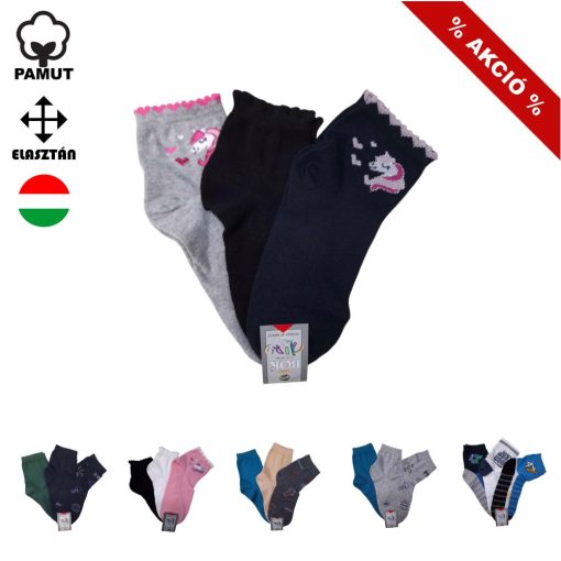 3 (!) pár (38-40 méret) vidám mintás pamut bokazokni -> AMÍG A KÉSZLET TART!!