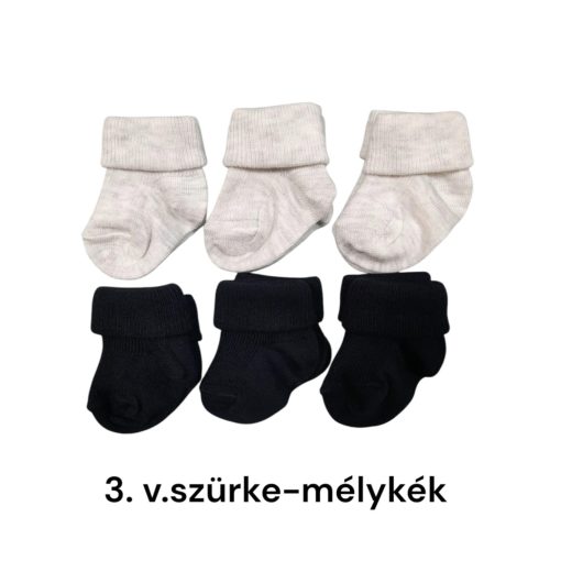 6 (!) pár (13-14 méret) pamut visszahajtott baba bokazokni ajándékcsomag 