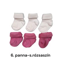 6 (!) pár (13-14 méret) pamut visszahajtott baba bokazokni ajándékcsomag 