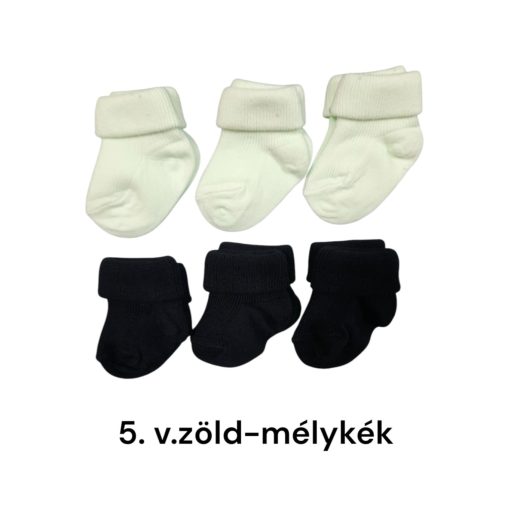 6 (!) pár (13-14 méret) pamut visszahajtott baba bokazokni ajándékcsomag 