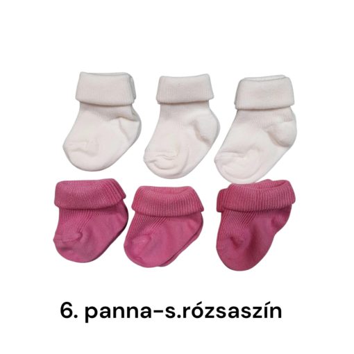 6 (!) pár (13-14 méret) pamut visszahajtott baba bokazokni ajándékcsomag 