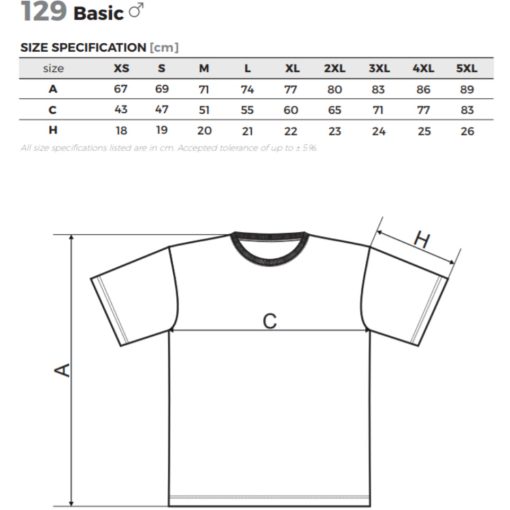 Férfi póló - BASIC A129 (3XL -> 4XL méret)