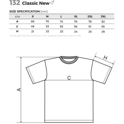 Férfi póló - CLASSIC NEW A132 (XL méret) -> UTOLSÓ DARAB!!