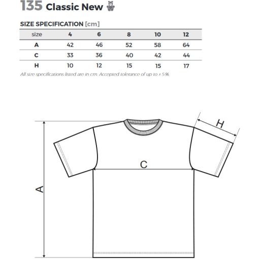 Gyerek póló (4->12 éves) - CLASSIC NEW A135