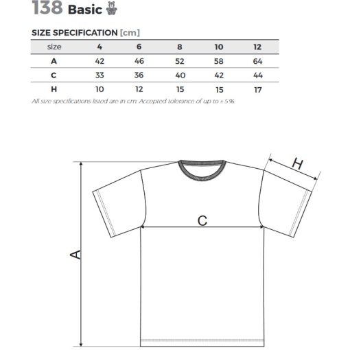 Gyerek póló (4->12 éves) - BASIC A138