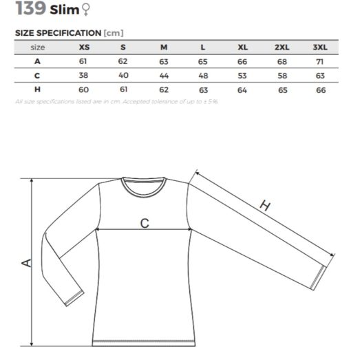 Női hosszú ujjú póló -SLIM A139 (XS -> 2XL-es méret)