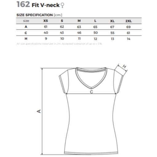 Női póló - FIT V-NECK A162 (XS -> 2XL-es méret)