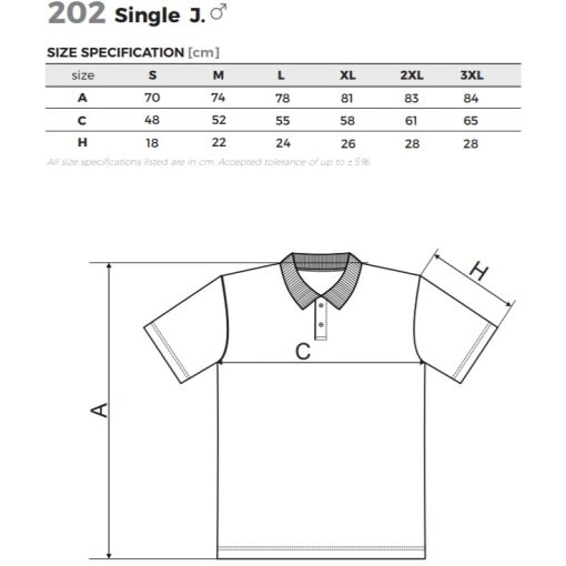 Férfi póló - SINGLE J. A202 (3XL-es méret)