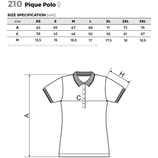 Női póló - PIQUE POLO A210 (2XL-es méret) -> AMÍG A KÉSZLET TART!!