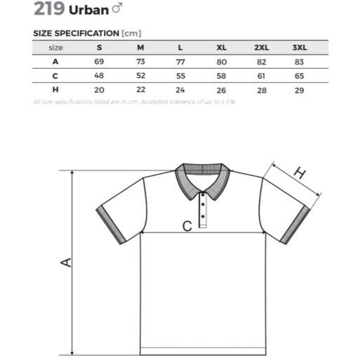 Férfi póló - URBAN A219 (S -> 3XL-es méret)