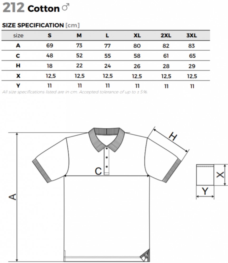 Férfi póló - COTTON A212 (S -> 3XL-es méret) Férfi póló - COTTON A212 (S -> 3XL-es méret)