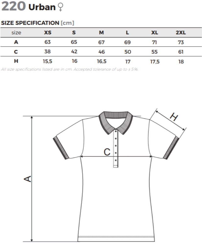 Női póló - URBAN A220 (XS -> 2XL-es méret)